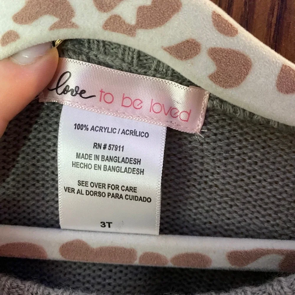 Love To Be Loved‎ Sweater Dress Girls 3T Grey Pink Fair Isle Knit Long Sleeve